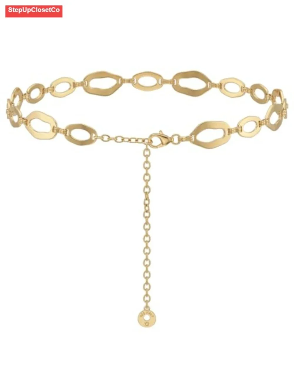 Adjustable Gold Chain Belt for Women, Chunky Square Link Metal Waist Belt